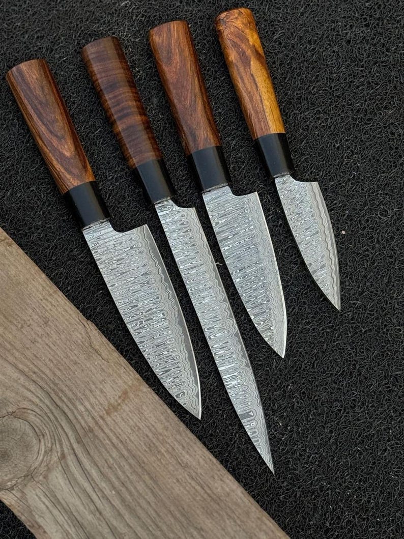 Damascus Chef Knife, Hand Forged Damascus Chef Set, Damascus Steel Chef Set, Kitchen Knife, Handmade Damascus Steel BBQ Knife, Set Gift MEN