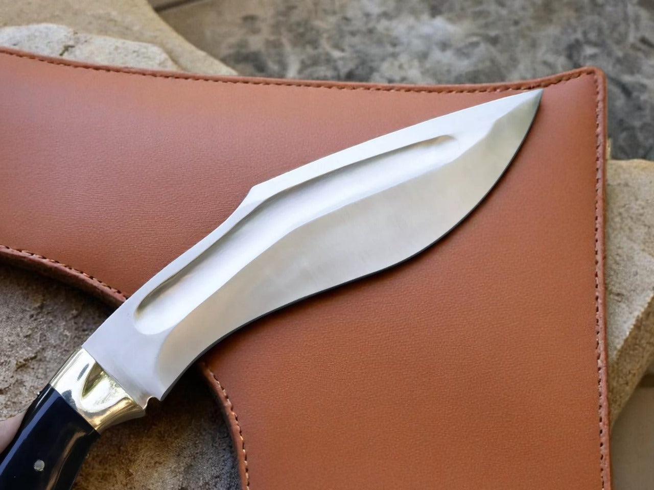 Custom Handmade Hunting Kukri Knife With Leather Sheath