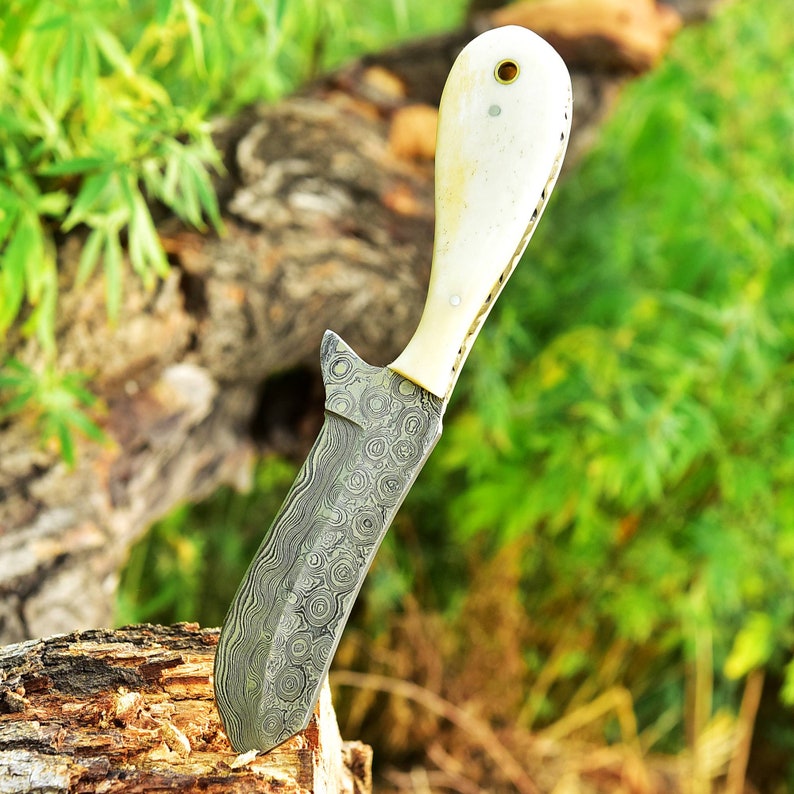Handmade Damascus Steel hunting fixed blade survival bull Cutter knife Survival Comes With Genuine Leather Sheath