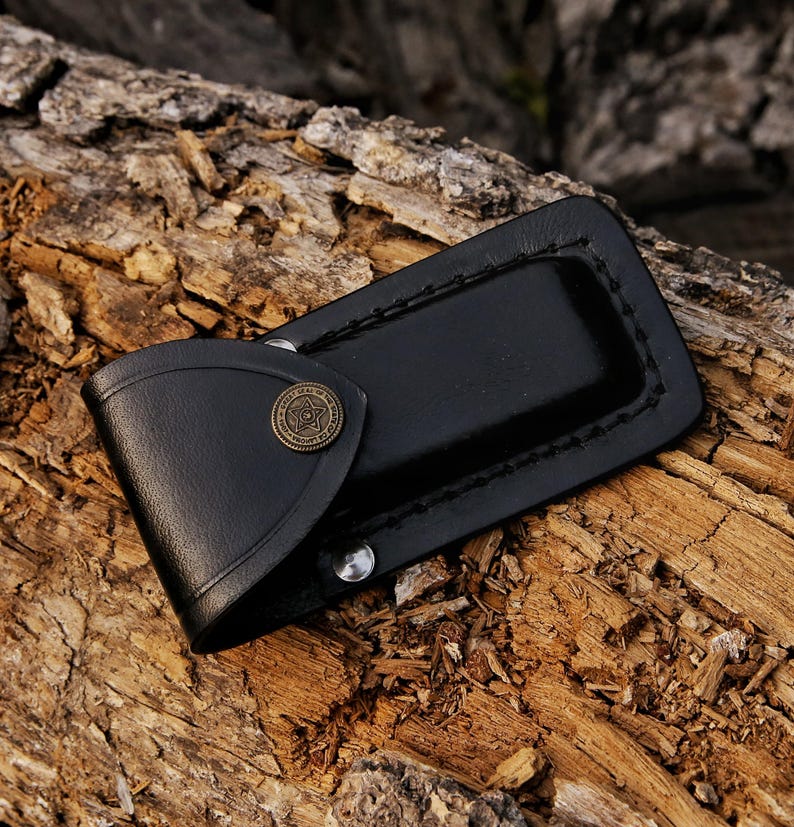 Custom Handmade Pocket Knife With Leather Pouch