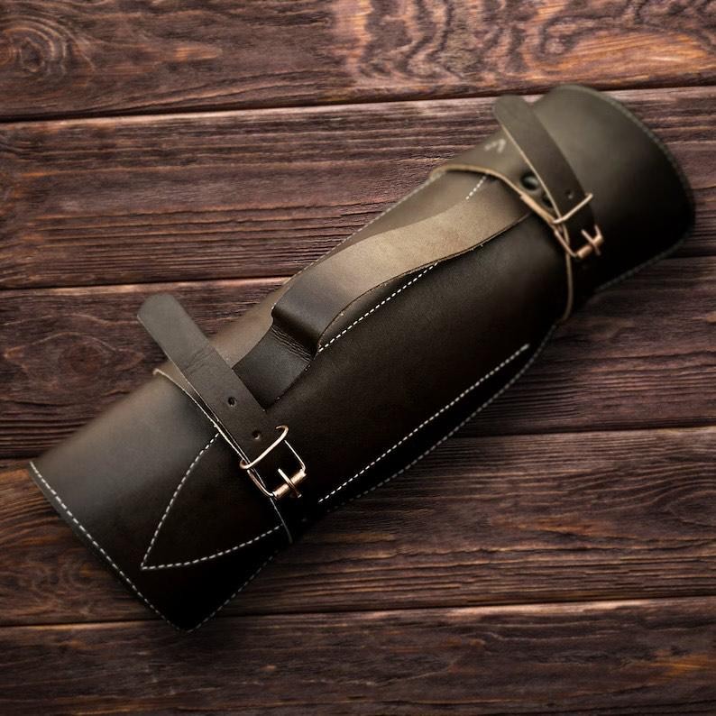 Custom Handmade Damascus Steel Chef Kitchen Knives Set With Leather Roll Kit