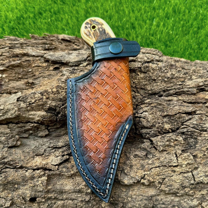 Custom Handmade Skinner Hunting Knife With Leather Sheath