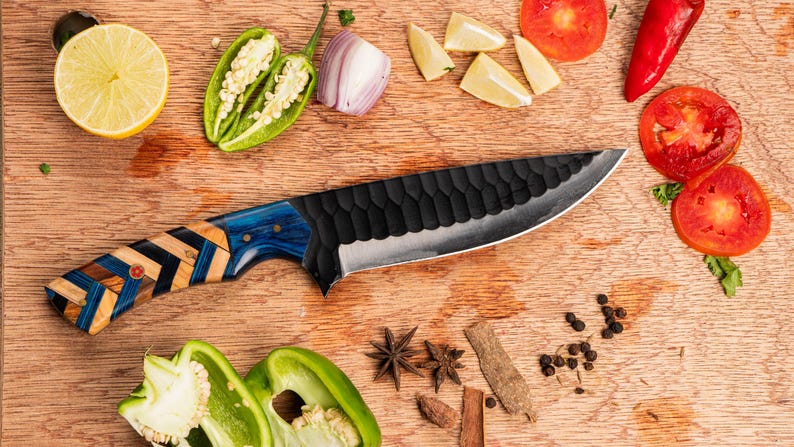 Custom Handmade Kitchen Knives Chef Set With Leather Roll Kit