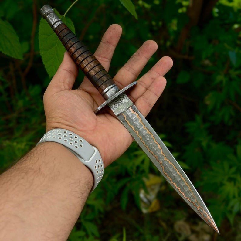 Copper Damascus Blade Knife