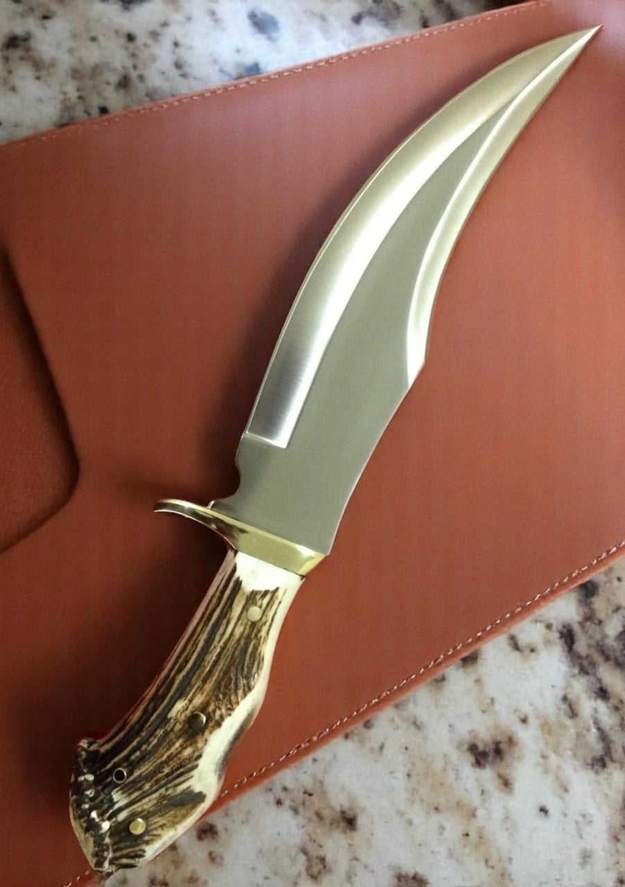 Custom Handmade Hunting Bowie Knife With Leather Sheath