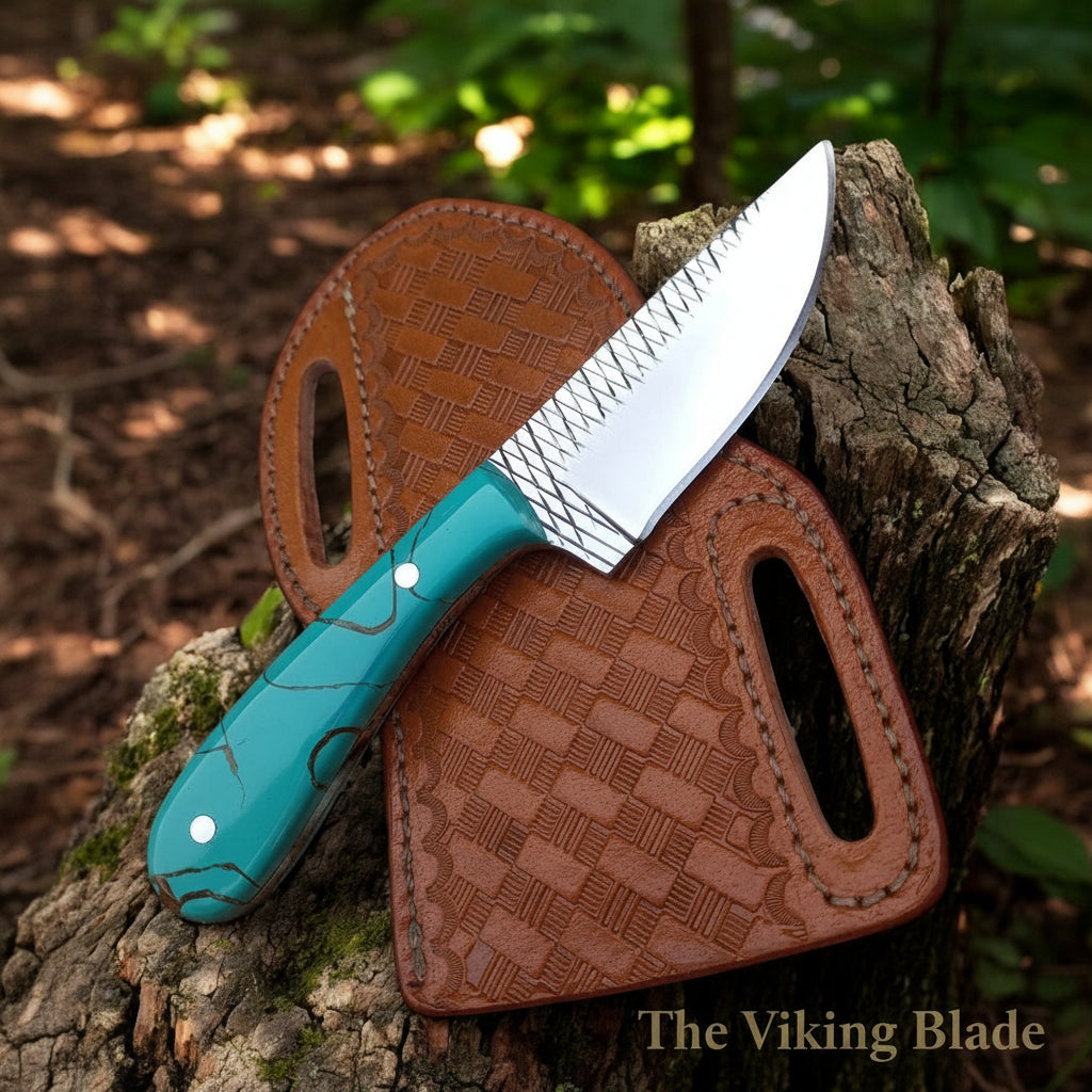 Ranch Cowboy Knives and Sheaths – 8" Full Tang Rasp Tool Steel Blade with Epoxy Resin Handle