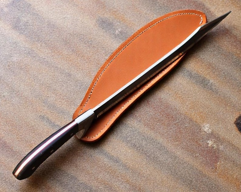Custom Handmade Hunting Knife With Leather Sheath