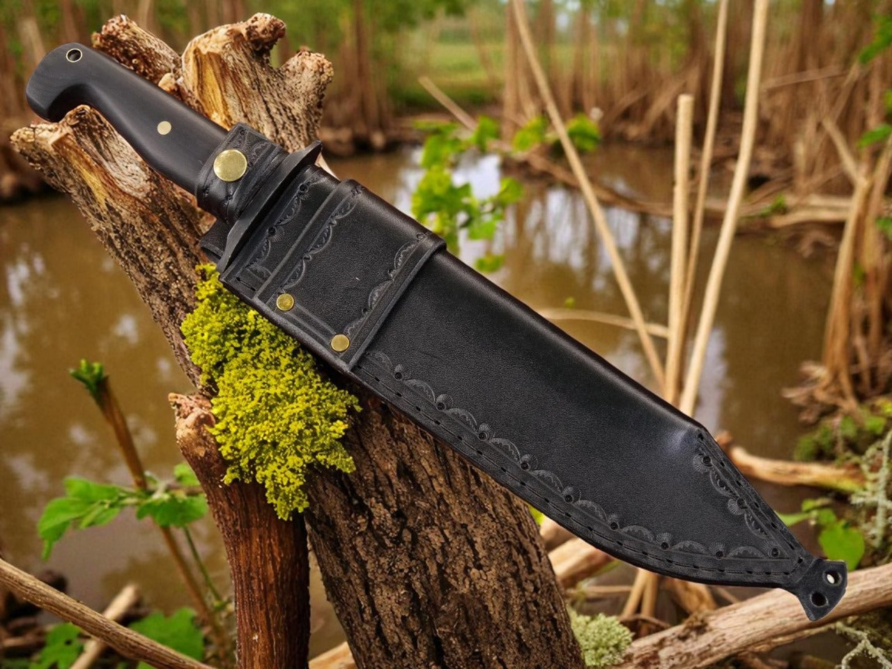 Tercio Raider, 10" Full Tang Bowie Knife. Leather Sheath, Micarta Grips