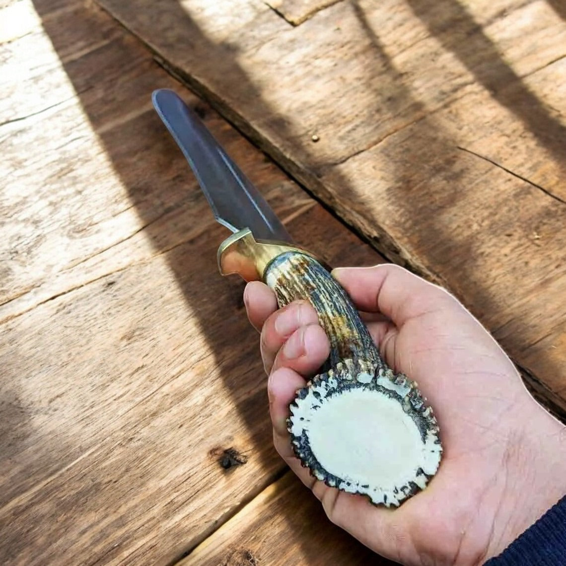 Custom Handmade Hunting Bowie Knife With Leather Sheath