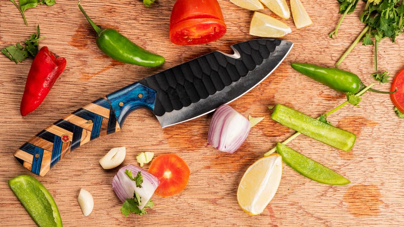 Custom Handmade Kitchen Knives Chef Set With Leather Roll Kit