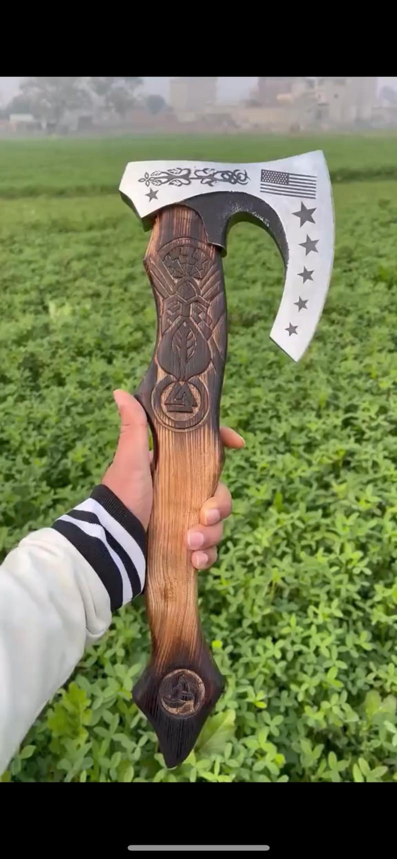 Functional Hand Forged Viking axe made with Carbon Steel