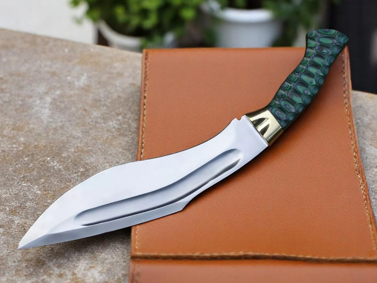 Custom Handmade Hunting Kukri Knife With Leather Sheath