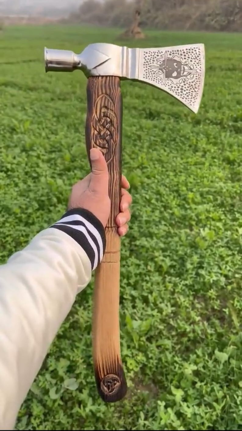 Functional Hand Forged Viking axe made with Carbon Steel