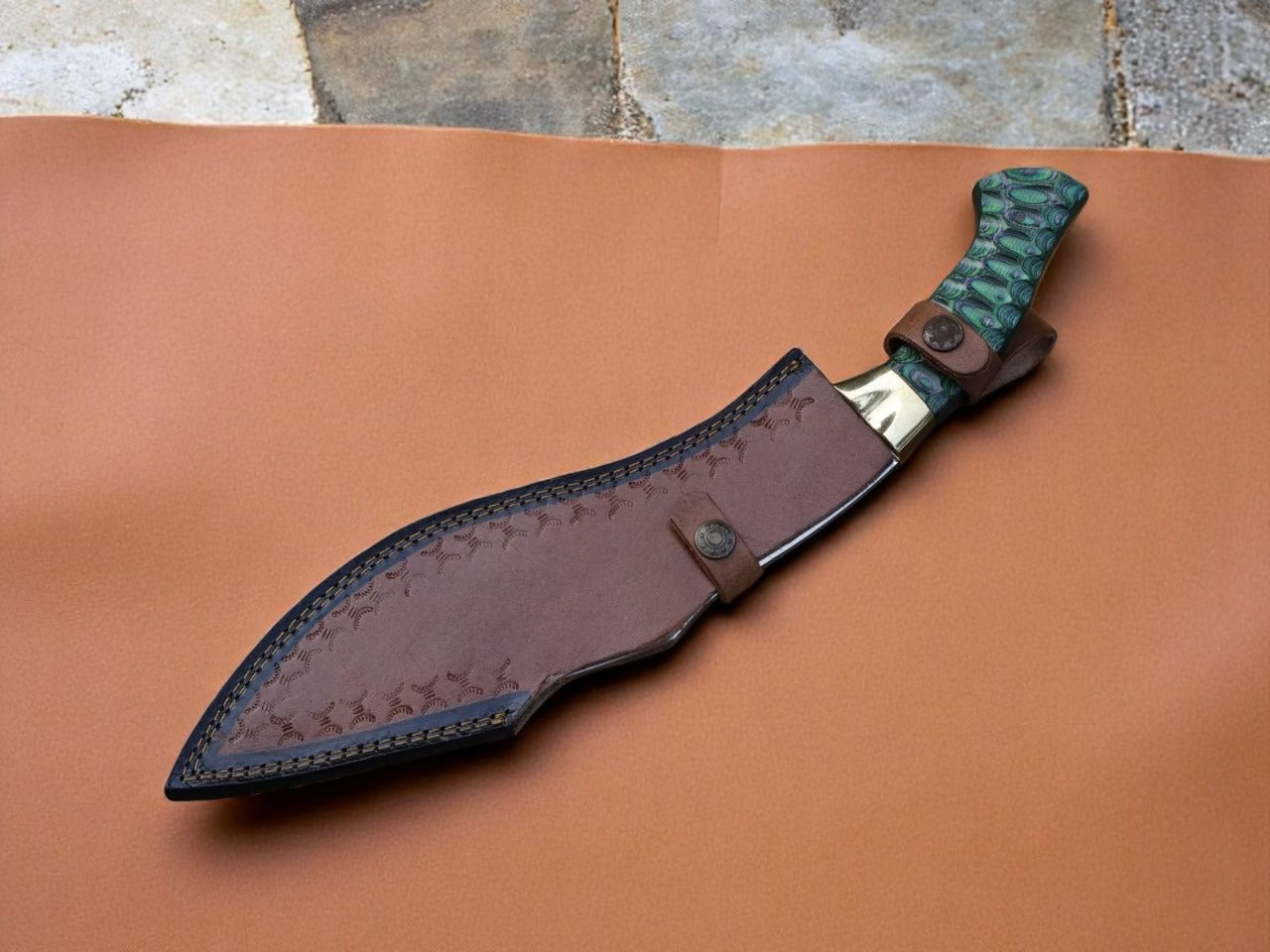 Custom Handmade Hunting Kukri Knife With Leather Sheath