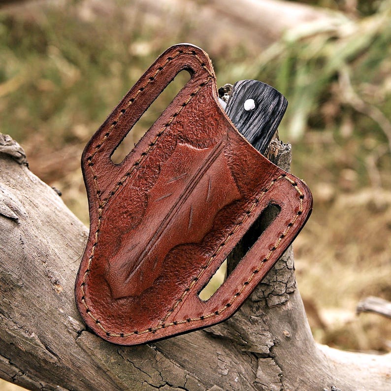 Handmade J2 Steel Folding Knife With Beautiful Leather Sheath