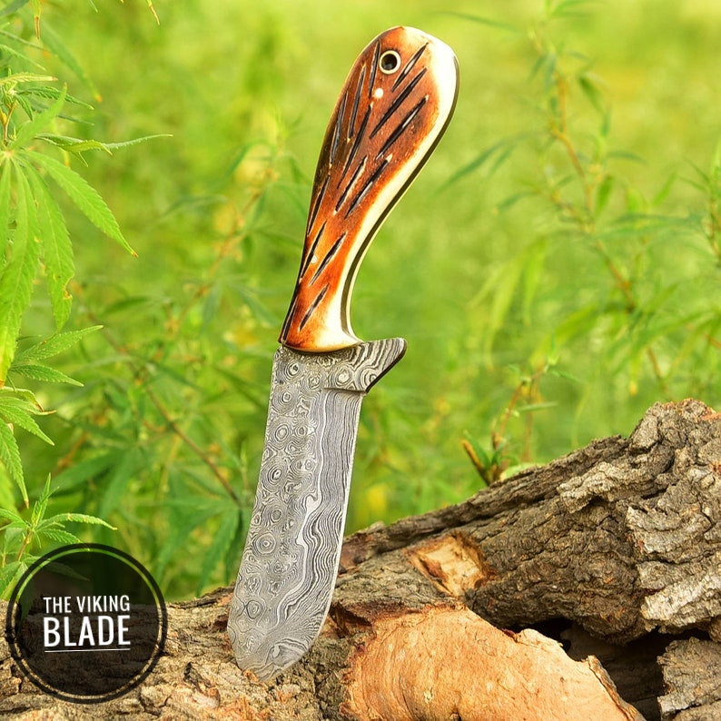 Handmade Damascus Steel hunting fixed blade survival bull Cutter knife Survival Comes With Genuine Leather Sheath