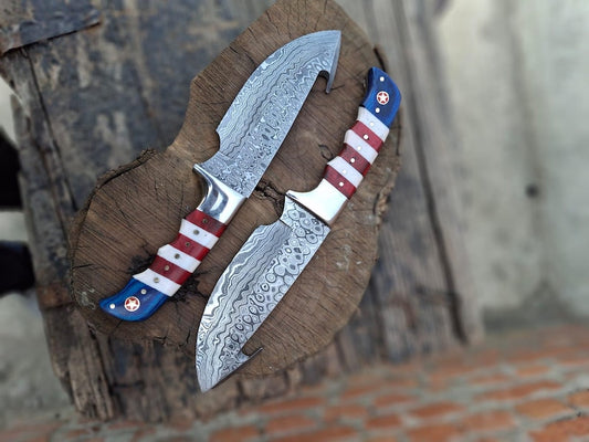 Custom Handmade Damascus Steel Gut Hook Knife