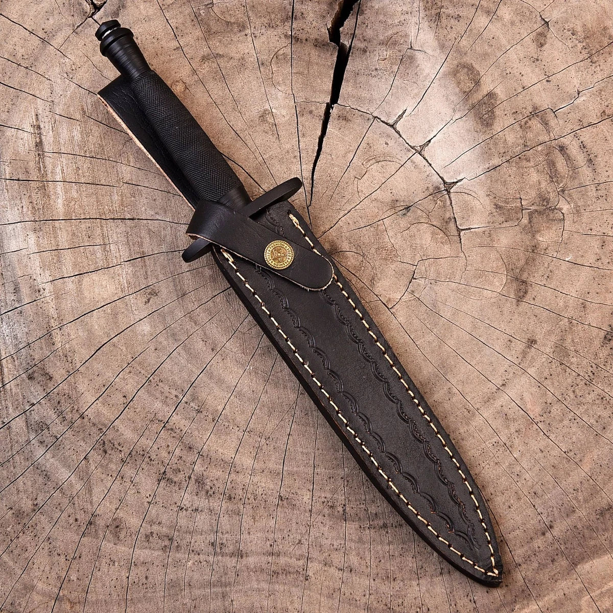 Tactical Fixed Blade Double Edge Knife Powder Coated Blade Knife with Sheath