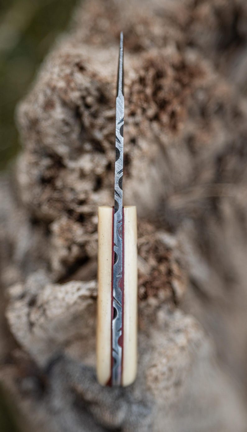Custom Handmade Damascus Steel Skinner Knife With Leather Sheath