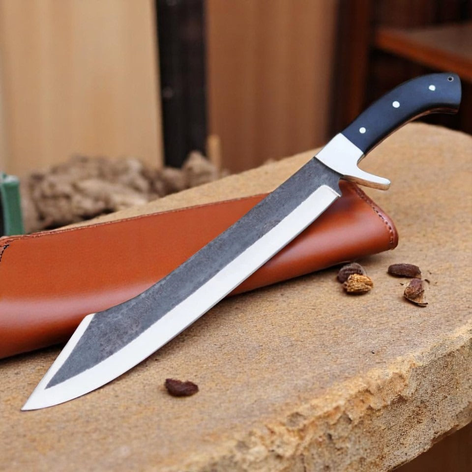 Custom Handmade Hunting Knife With Leather Sheath