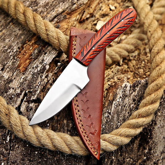 Custom Handmade Hunting Skinner Knife With Leather Sheath
