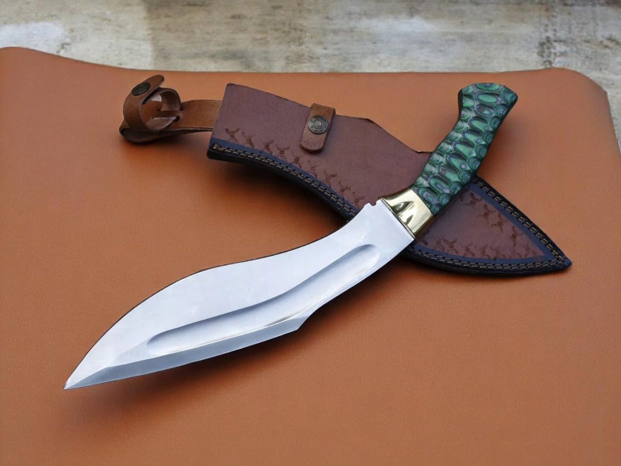 Custom Handmade Hunting Kukri Knife With Leather Sheath