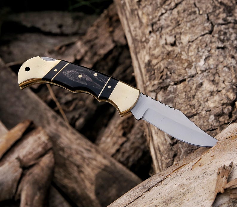 Custom Handmade Pocket Knife With Leather Pouch