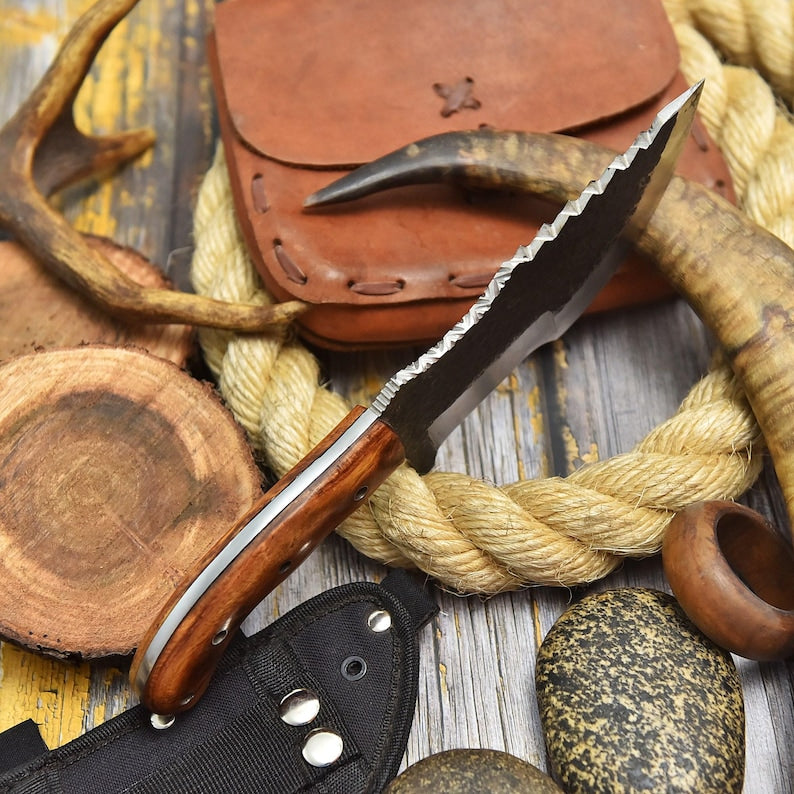 Hand Forged Hunting Tracker Knife Thick Spine - Ultimate Camping Companion