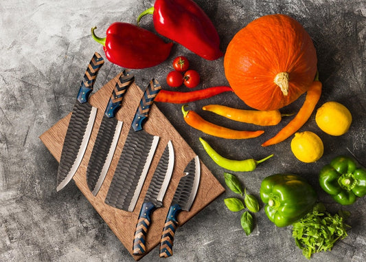 Custom Handmade Kitchen Knives Chef Set With Leather Roll Kit