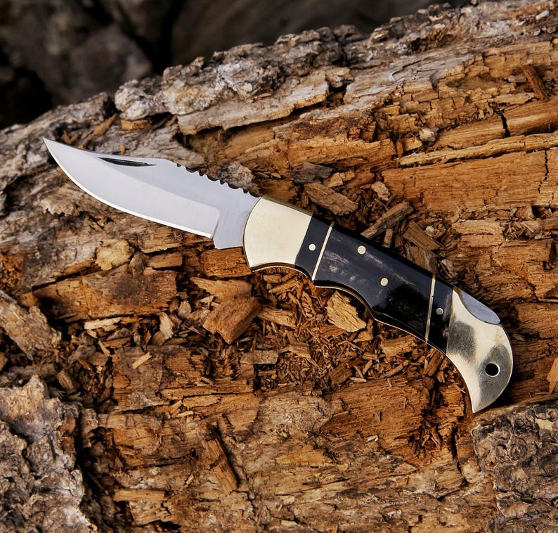 Custom Handmade Pocket Knife With Leather Pouch