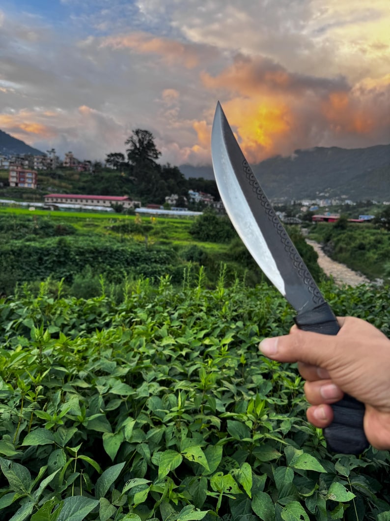 Carbon steel Handmade leather wrap 12 inch blade black knife