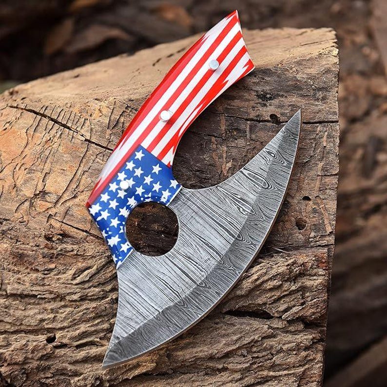 Custom Handmade Damascus Steel Ullu Knife With Leather Sheath