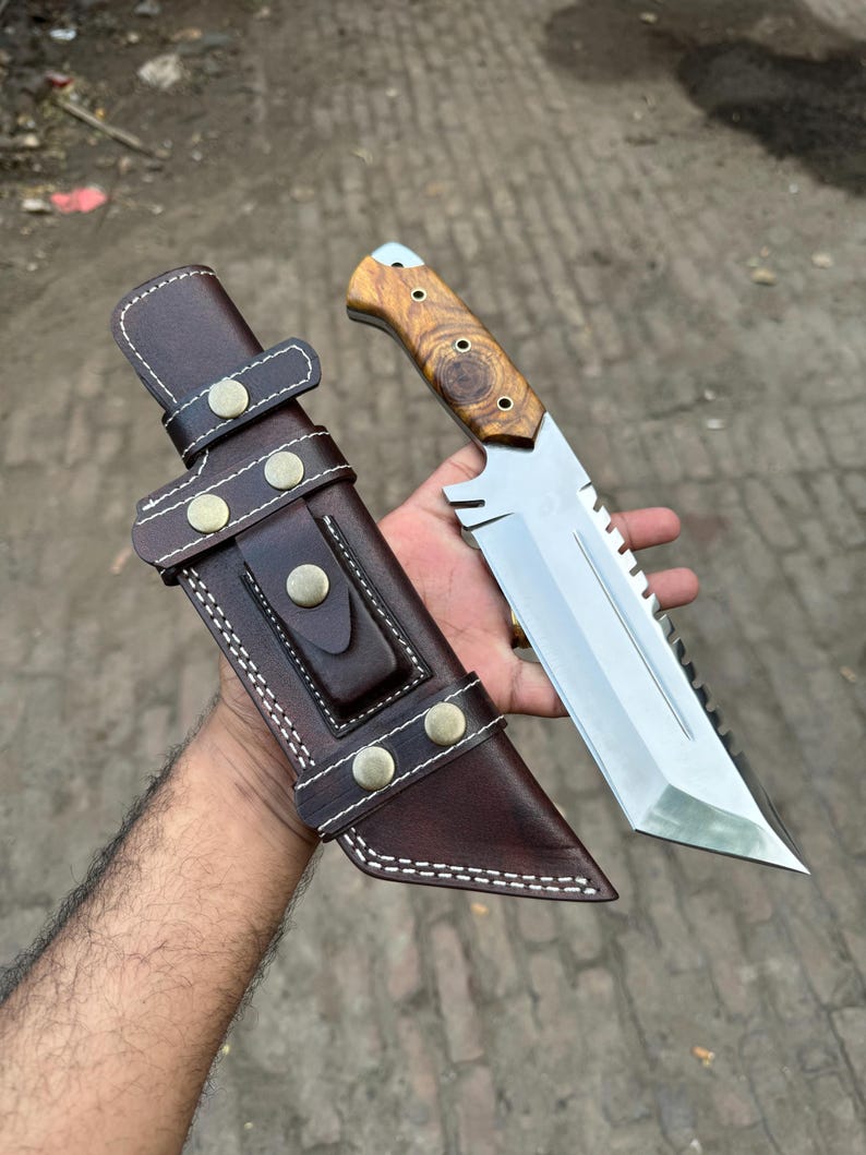 Heavy Duty Tactical Knife | Fixed Blade Hunting Knife with Sheath – Handmade Bushcraft Tool