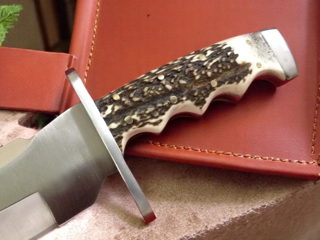 Custom Handmade Hunting Bowie Knife With Leather Sheath