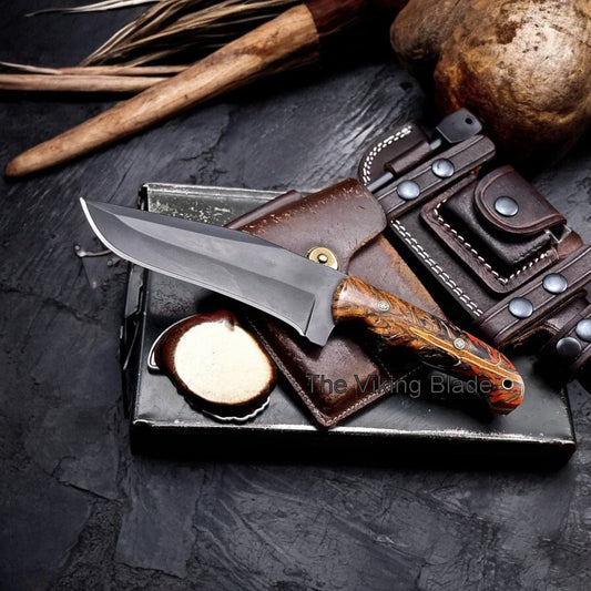 10" Custom Handmade PINE CONE Hunting Camping Sport Knife With Leather Sheath