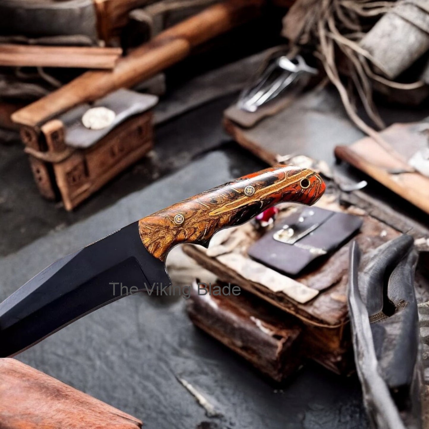 10" Custom Handmade PINE CONE Hunting Camping Sport Knife With Leather Sheath