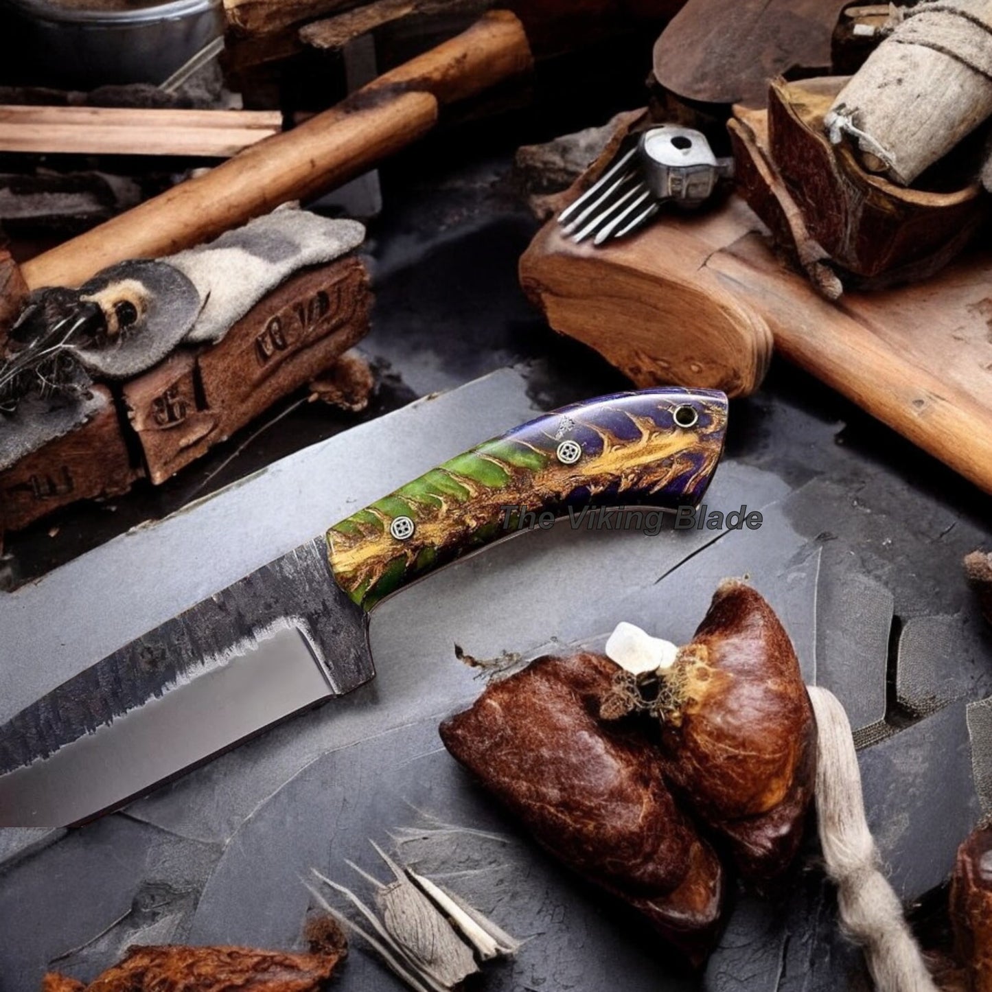 Custom Handmade Pine Cone Hunting Camping Bushcraft Sport Knife With Leather Sheath
