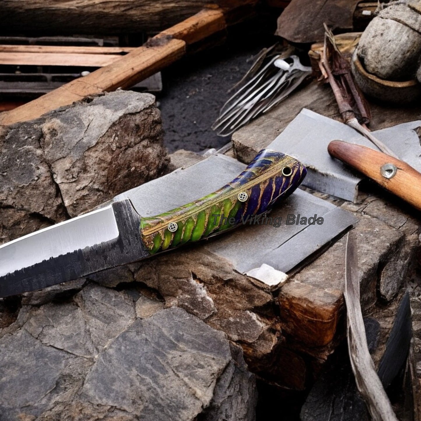 Custom Handmade Pine Cone Hunting Camping Bushcraft Sport Knife With Leather Sheath