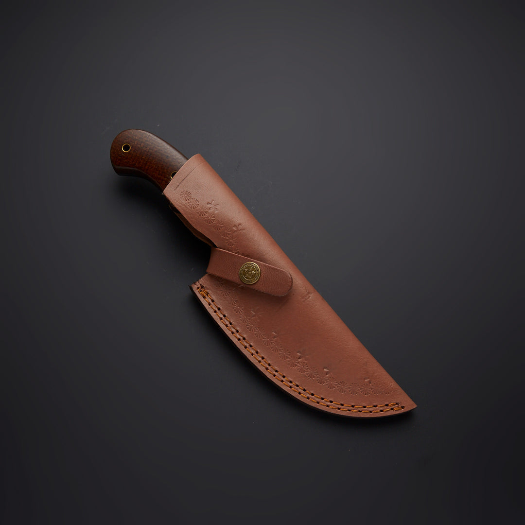 Custom Handmade Damascus Steel Tracker Knife With Leather Sheath