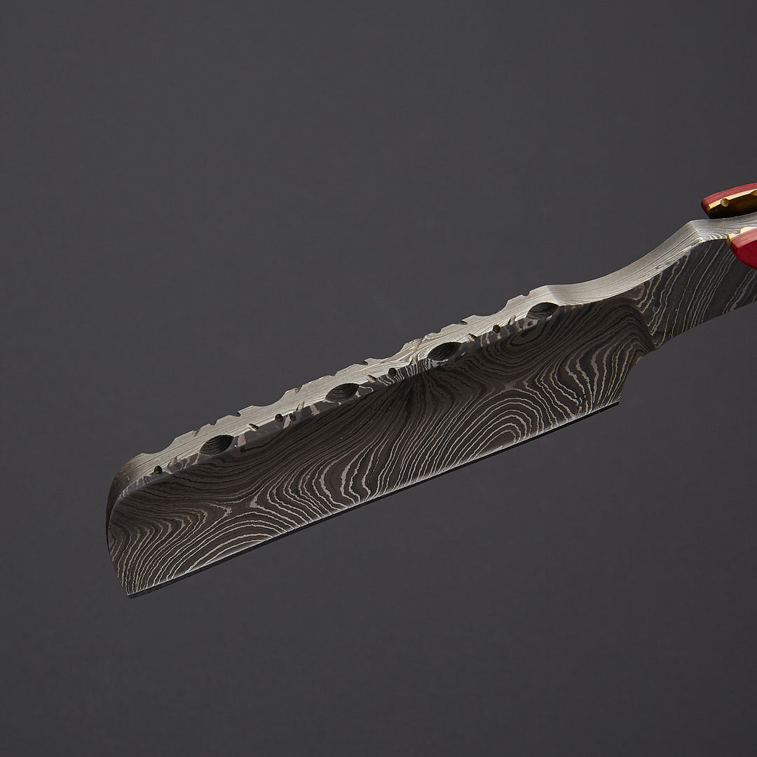 Custom Handmade Damascus Steel Straight Razor With Leather Sheath