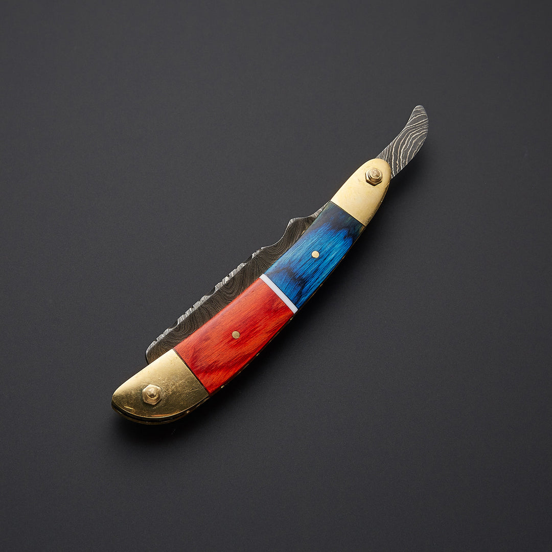 Custom Handmade Damascus Steel Straight Razor With Leather Sheath