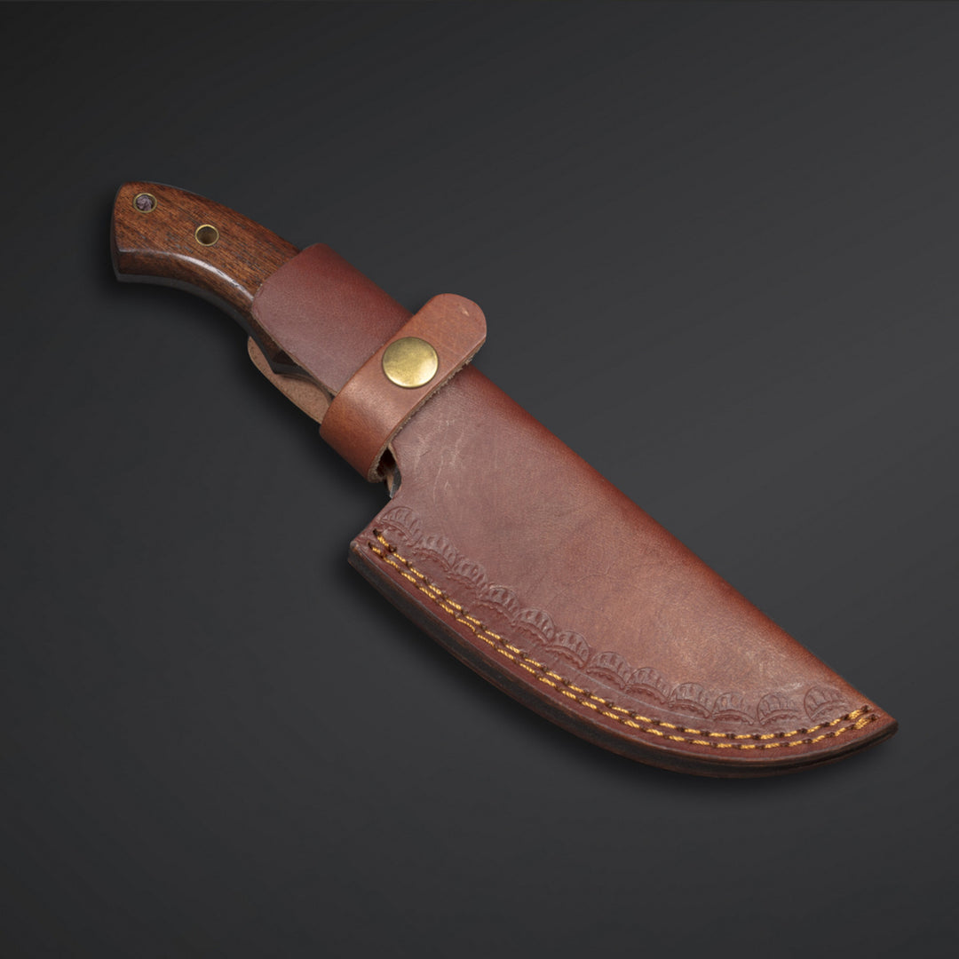 Custom Handmade Damascus Steel Tracker Knife With Leather Sheath