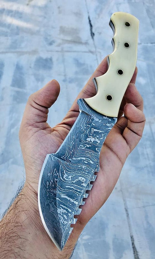 Custom Handmade Damascus Steel Tracker Knife 10 Inches