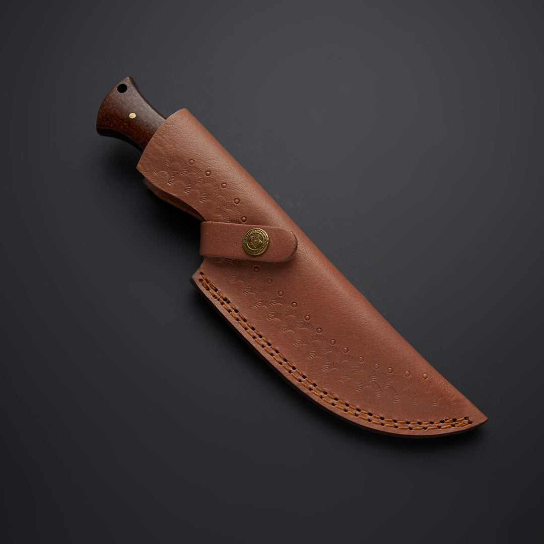 Custom Handmade Damascus Steel Tracker Knife With Leather Sheath