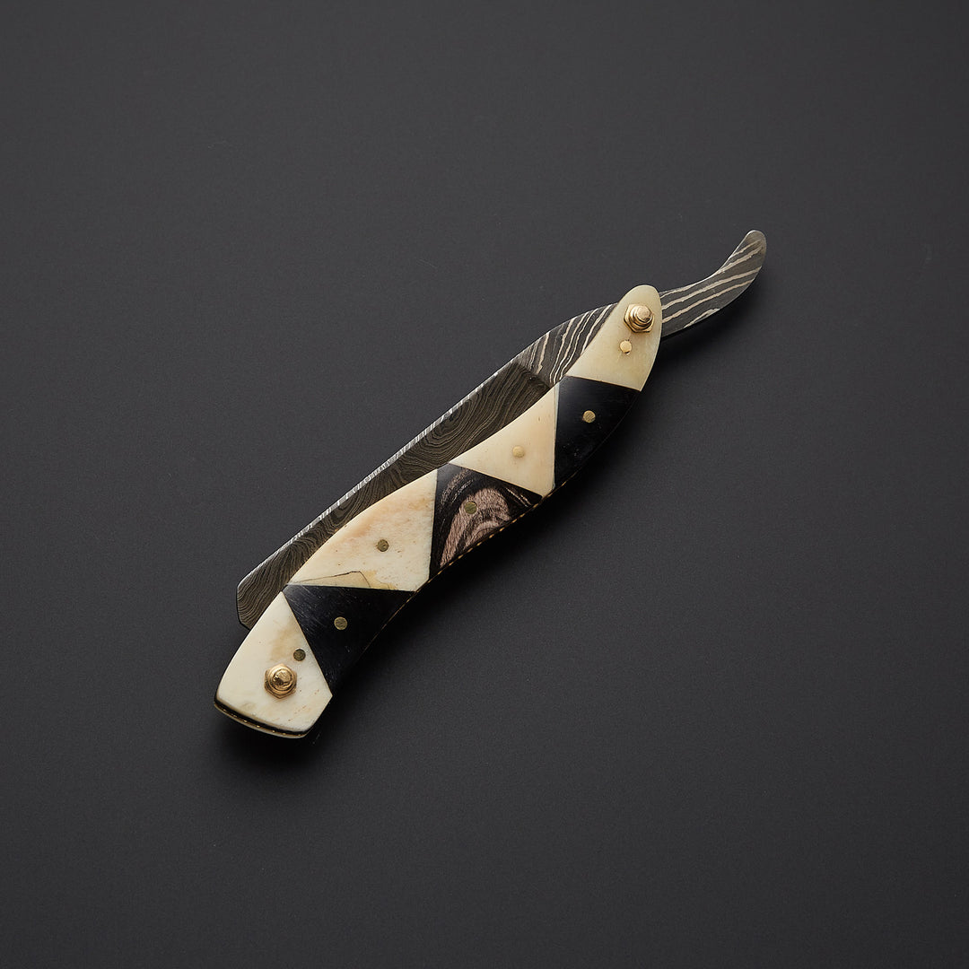 Custom Handmade Damascus Steel Straight Razor With Leather Sheath