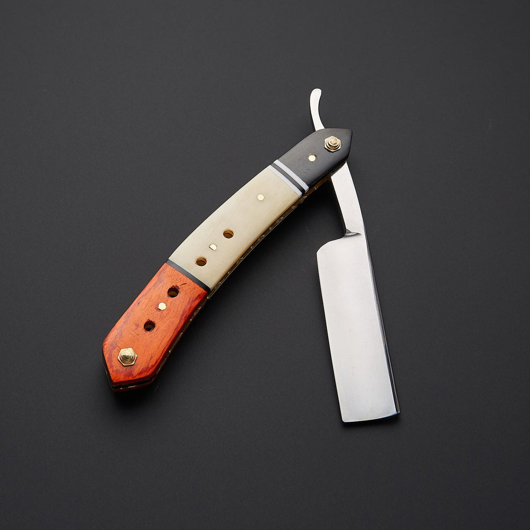 Custom Handmade J2 Steel Straight Razor With Leather Sheath