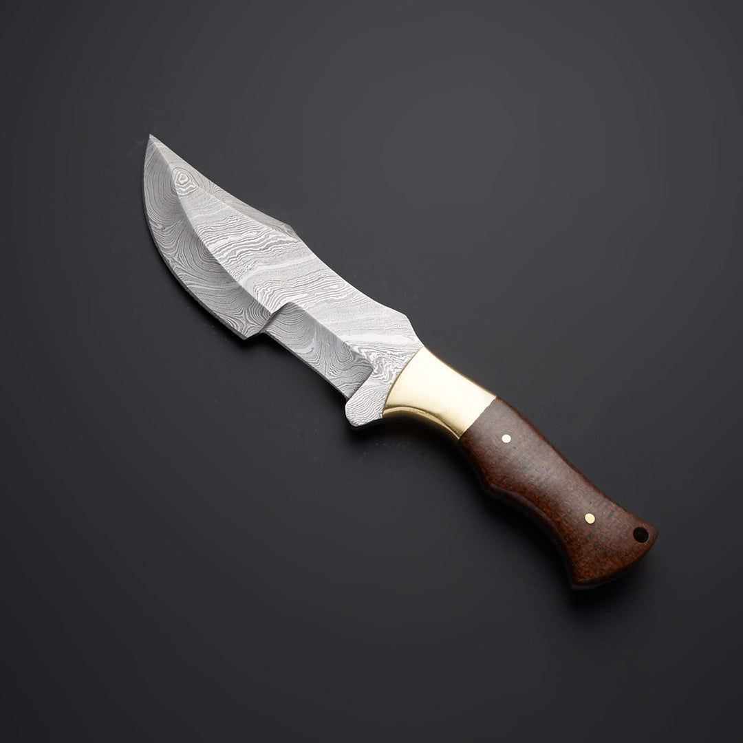 Custom Handmade Damascus Steel Tracker Knife With Leather Sheath