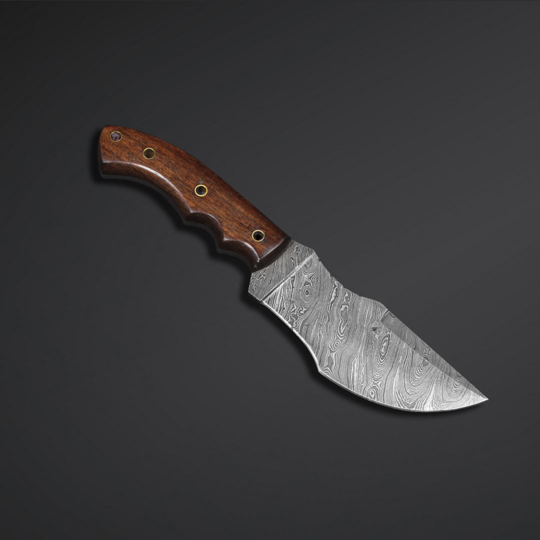 Custom Handmade Damascus Steel Tracker Knife With Leather Sheath