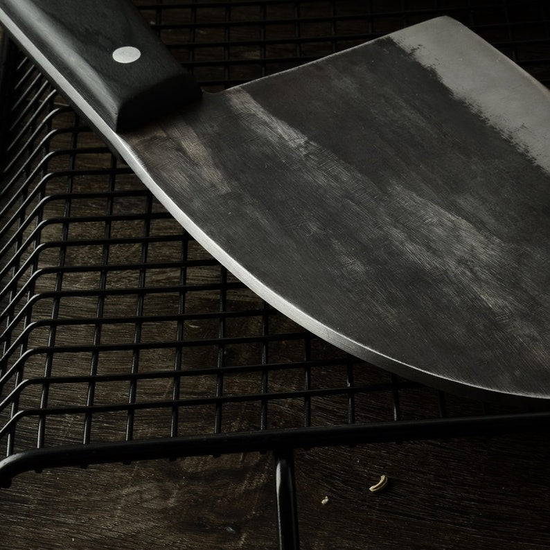 Full Tang Handforge Kitchen Chef Knife High Carbon Clad Steel Butcher Cleaver with PU Leather Knife Sheath