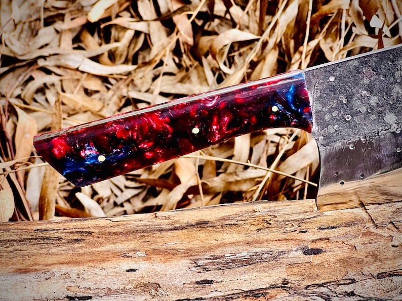 Handmade Carbon Steel Serbian Cleaver Beautiful Handle with Leather Sheath